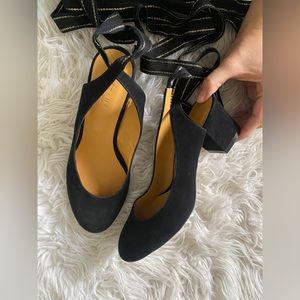 Sezane strapped black pumps.